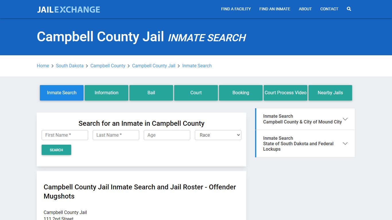 Campbell County Jail, SD Inmate Search: Roster & Mugshots